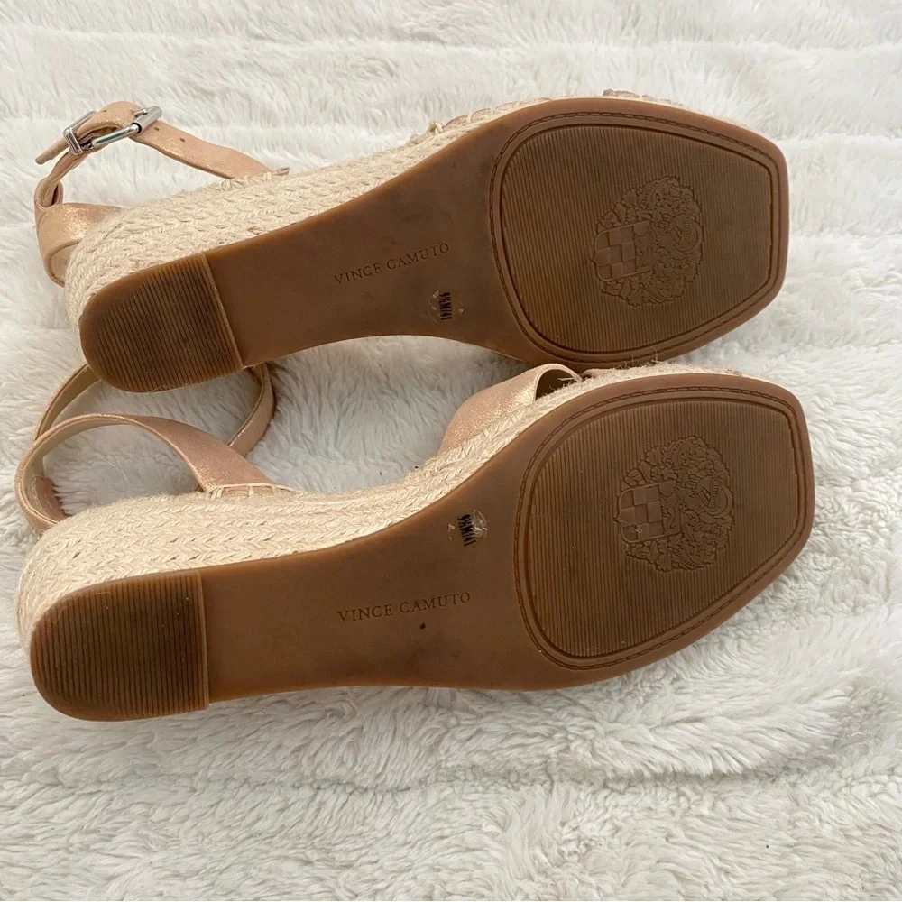 Vince Camuto Rose Gold Espadrilles Wedge Sandals Size 9.5